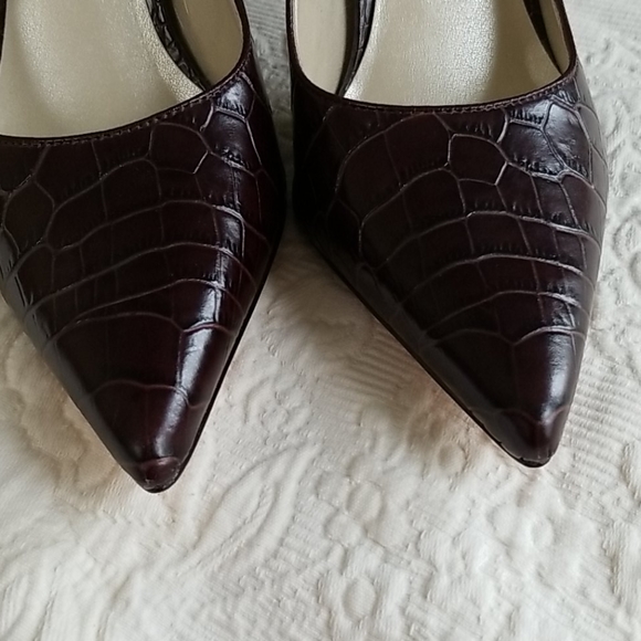 New Talbots Leather Croco Embossed Heels - Picture 8 of 12